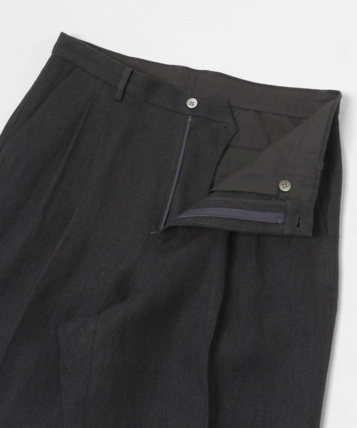 CLEL】Linen Blend 3D Tuck Slacks/リネンブレンド 3Dタック