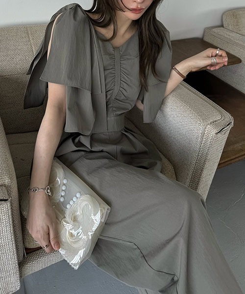removable shoulder ribbon all-in-one（つなぎ/オールインワン