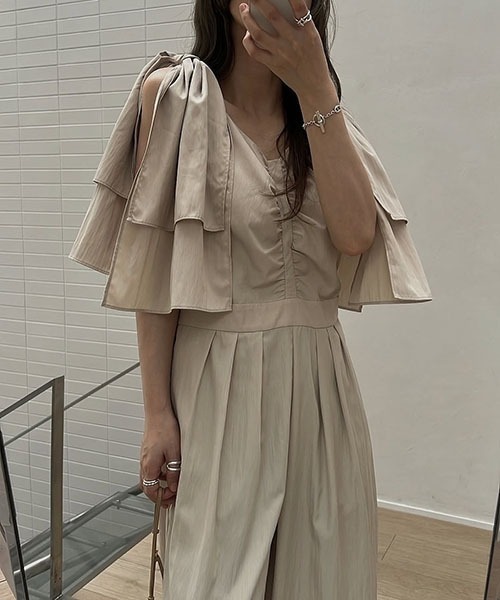 removable shoulder ribbon all-in-one（つなぎ/オールインワン