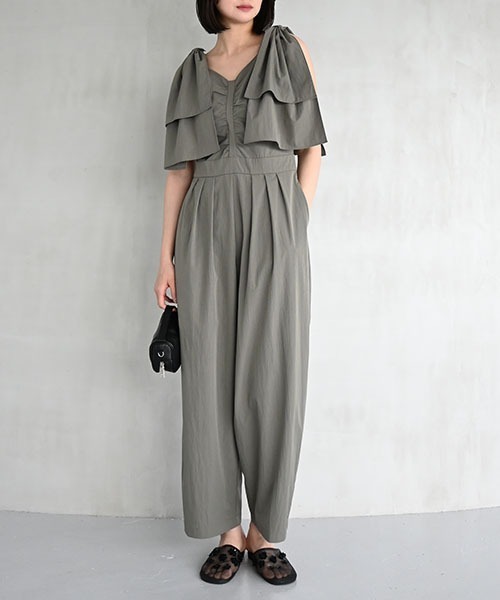 willfully ウィルフリー　サロペット　オールインワン removable shoulder ribbon all-in-one（つなぎ/オールインワン