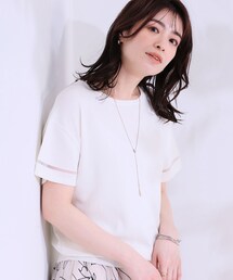 【S-LL/洗える/UV】お袖シアーでヘルシーに フレアスリーブサマーニット