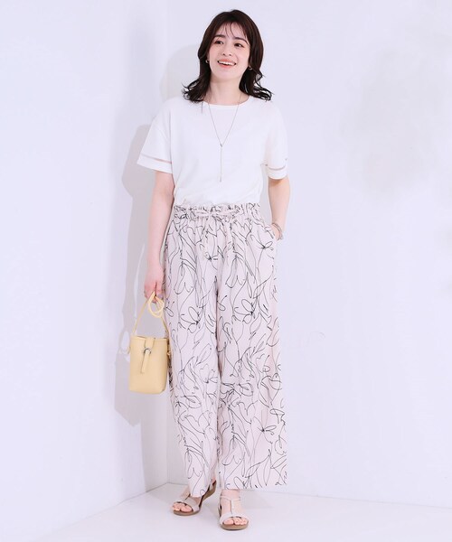 DRESKIP（ドレスキップ）の「【S-LL/洗える/UV】お袖シアーでヘルシーに フレアスリーブサマーニット（ニット/セーター・レディース・ネイビー/ダークブラウン/ピンク系/オフホワイト/ブラック/ブルーグリーン・01/02/03/04）」の9枚目の写真