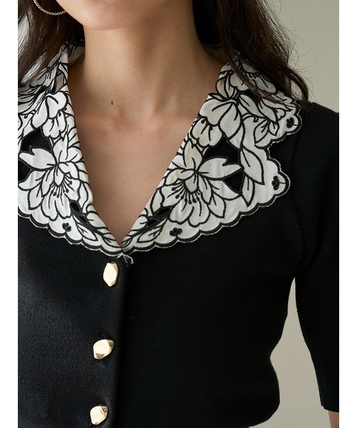 SNIDEL（スナイデル）の「Sustainableエンブロイダリープルオーバー（ニット/セーター・レディース・ラベンダー/ブラック/アイボリー・FREE）」の6枚目の写真