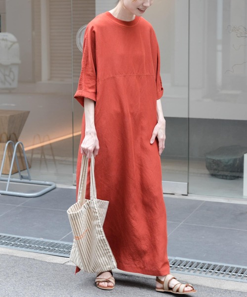 FORK&SPOON（フォークアンドスプーン）の「FORK&SPOON　リネン混プルオーバーワンピース（ワンピース・レディース・ブラック/オレンジ系その他/ブルー系その他・1/2）」の14枚目の写真