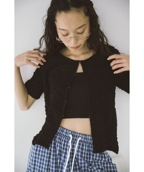 duei（デュイ）の「シアーシャーリングコンパクトホックカーディガン（カーディガン/ボレロ・レディース・アイボリー/ブラック・FREE）」の2枚目の写真