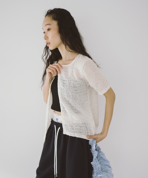 duei（デュイ）の「シアーシャーリングコンパクトホックカーディガン（カーディガン/ボレロ・レディース・アイボリー/ブラック・FREE）」の4枚目の写真