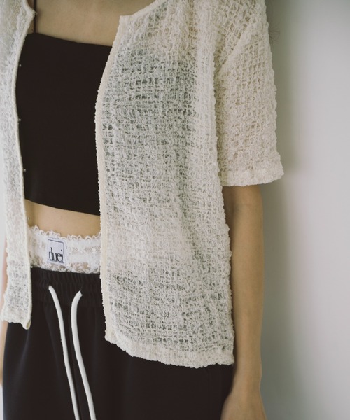 duei（デュイ）の「シアーシャーリングコンパクトホックカーディガン（カーディガン/ボレロ・レディース・アイボリー/ブラック・FREE）」の7枚目の写真