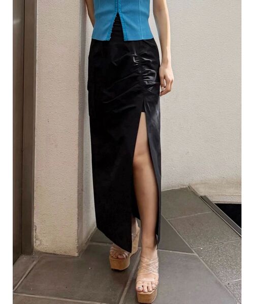 MERCURYDUO（マーキュリーデュオ）の「フロントスリットカーゴスカート（スカート・レディース・アイボリー/ブラック/ブラウン・SMALL/MEDIUM）」の3枚目の写真