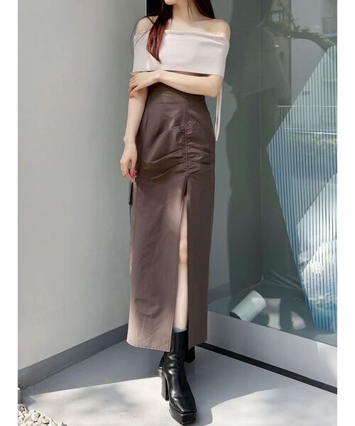 MERCURYDUO（マーキュリーデュオ）の「フロントスリットカーゴスカート（スカート・レディース・アイボリー/ブラック/ブラウン・SMALL/MEDIUM）」の5枚目の写真