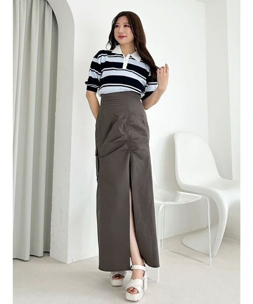 MERCURYDUO（マーキュリーデュオ）の「フロントスリットカーゴスカート（スカート・レディース・アイボリー/ブラック/ブラウン・SMALL/MEDIUM）」の13枚目の写真