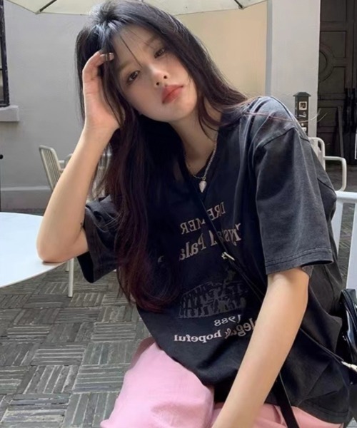 SHEPP(シープ)の「レタープリントピグメントT(Tシャツ/カットソー・レディース・ブラック・L/M)」の4枚目の写真