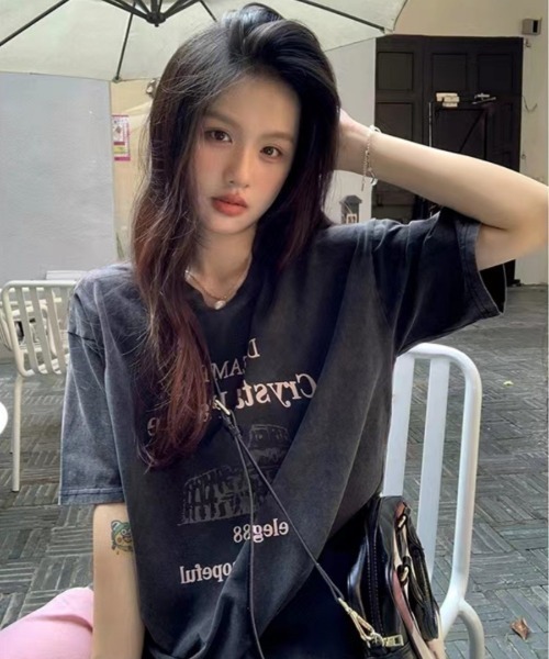SHEPP(シープ)の「レタープリントピグメントT(Tシャツ/カットソー・レディース・ブラック・L/M)」の5枚目の写真