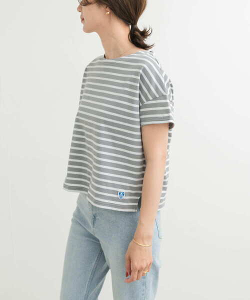 売れ筋商品|||マルコポーロ Tシャツ レディース トップス SHORT SLEEVE BOAT NECK - Basic T-shirt - muted blue セール】ORCIVAL BOAT NECK SHORT-SLEEVE PULLOVER（Tシャツ