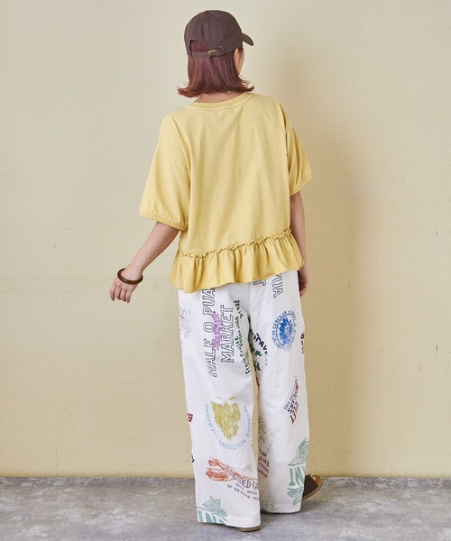 CUBE SUGAR（キューブシュガー）の「綿ソフトボイル総柄プリントギャザーパンツ（その他パンツ・レディース・ブラック系その他/ホワイト系その他/ベージュ系その他/ブルー系その他・M）」の8枚目の写真