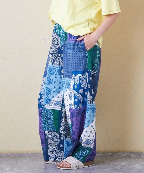 CUBE SUGAR（キューブシュガー）の「綿ソフトボイル総柄プリントギャザーパンツ（その他パンツ・レディース・ブラック系その他/ホワイト系その他/ベージュ系その他/ブルー系その他・M）」の20枚目の写真