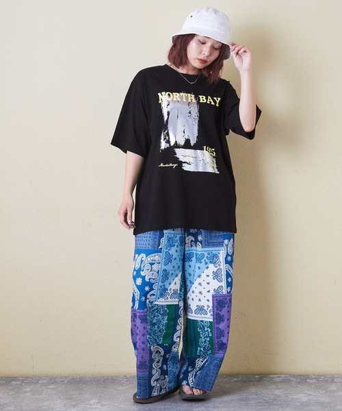 CUBE SUGAR（キューブシュガー）の「綿ソフトボイル総柄プリントギャザーパンツ（その他パンツ・レディース・ブラック系その他/ホワイト系その他/ベージュ系その他/ブルー系その他・M）」の18枚目の写真