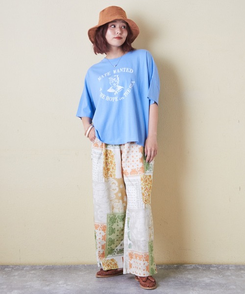 CUBE SUGAR（キューブシュガー）の「綿ソフトボイル総柄プリントギャザーパンツ（その他パンツ・レディース・ブラック系その他/ホワイト系その他/ベージュ系その他/ブルー系その他・M）」の14枚目の写真