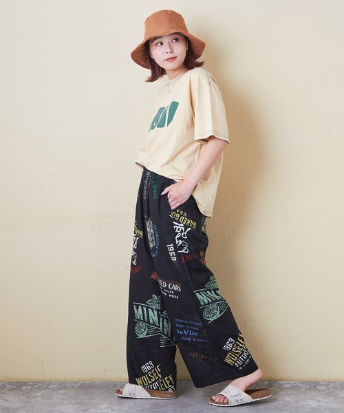 CUBE SUGAR（キューブシュガー）の「綿ソフトボイル総柄プリントギャザーパンツ（その他パンツ・レディース・ブラック系その他/ホワイト系その他/ベージュ系その他/ブルー系その他・M）」の12枚目の写真