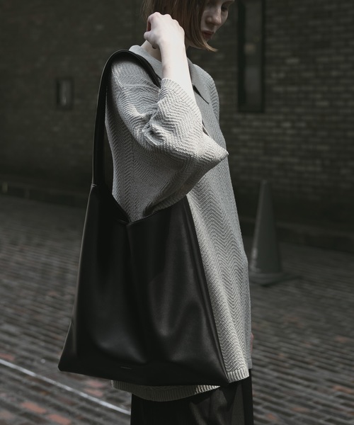 remer loose shoulder tote bag black リメール loose shoulder tote bag / ルーズショルダートートバッグ
