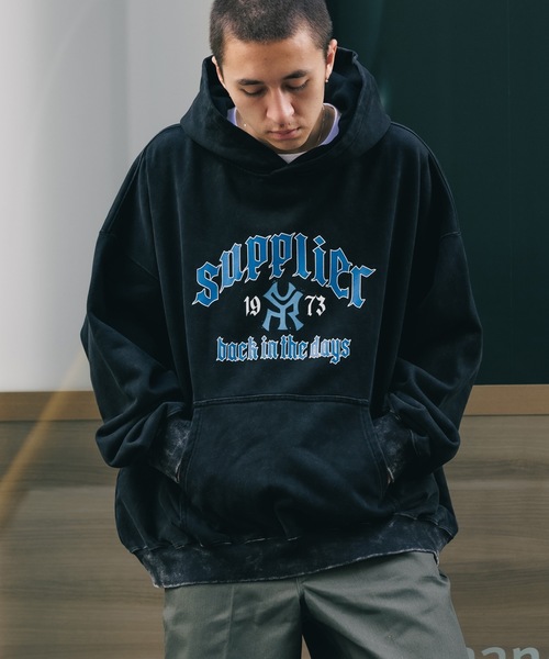 【関税込み】LUO ネイビー 刺繍 フーディ ワンフォークロージング 1111clothing クマ 刺繍 パーカー