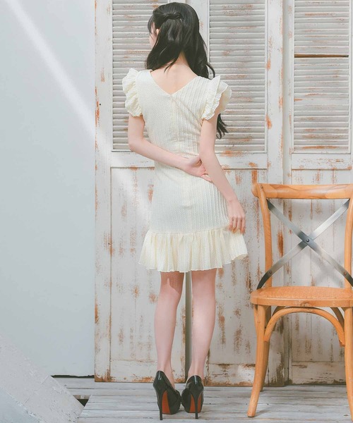 キャバドレス [韓国ドレス] セーラーフリル袖コットンレース