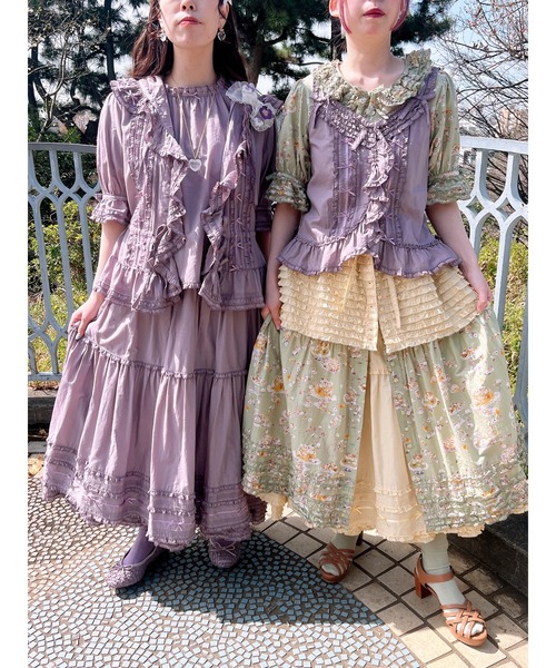 花かんむり　ピンクハウス　綿ローン　ティアードスカート ローンティアードスカート｜ピンクハウスオフィシャルオンライン