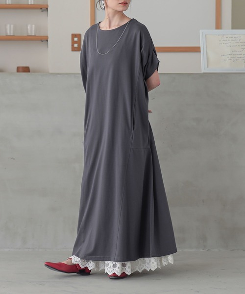 n'OrLABEL(ノアールレーベル)の「【接触冷感】変形ドルマンカットワンピース(ワンピース・レディース・ブルー/チャコール/イエロー/ブラック・FREE)」の22枚目の写真
