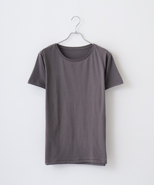 TRUSS（トラス）の「TRUSS ｿﾌﾄｽﾘﾑTｼｬﾂ（Tシャツ/カットソー・レディース・ブラック/ヘザーグレー/ナチュラル/ホワイト/ピンク系/ネイビー/チャコール・S/L/M/XS/XL）」の4枚目の写真