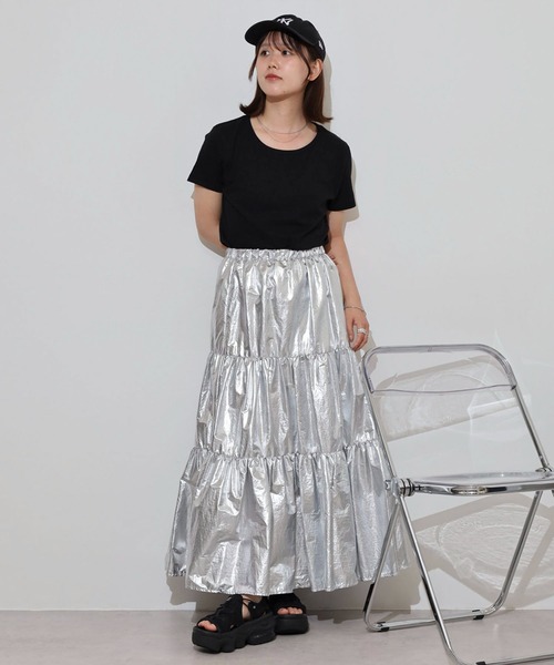 TRUSS（トラス）の「TRUSS ｿﾌﾄｽﾘﾑTｼｬﾂ（Tシャツ/カットソー・レディース・ブラック/ヘザーグレー/ナチュラル/ホワイト/ピンク系/ネイビー/チャコール・S/L/M/XS/XL）」の20枚目の写真