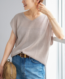【オシャレ⭐かわいい⭐IENA】ベージュ　Vネック　ニットカットソー オシャレ⭐かわいい⭐IENA】ベージュ Vネック ニットカットソー