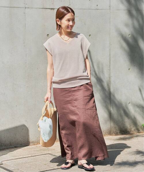 IENA(イエナ)の「《追加》コットンギマ フレンチプルオーバー(ニット/セーター・レディース・サックスブルー/ベージュ・FREE)」の4枚目の写真