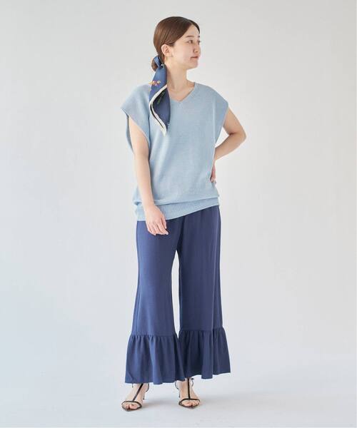 IENA(イエナ)の「《追加》コットンギマ フレンチプルオーバー(ニット/セーター・レディース・サックスブルー/ベージュ・FREE)」の7枚目の写真