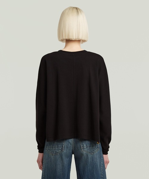 G-STAR（ジースター）の「A LINE OVERSIZED T-SHIRT/AラインオーバーサイスロングスリーブTシャツ（Tシャツ/カットソー・レディース・ダークブラック/オフホワイト・SMALL/X-SMALL/MEDIUM/LARGE）」の3枚目の写真