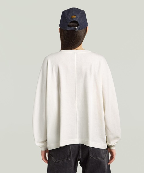 G-STAR（ジースター）の「A LINE OVERSIZED T-SHIRT/AラインオーバーサイスロングスリーブTシャツ（Tシャツ/カットソー・レディース・ダークブラック/オフホワイト・SMALL/X-SMALL/MEDIUM/LARGE）」の9枚目の写真