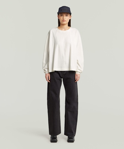 G-STAR（ジースター）の「A LINE OVERSIZED T-SHIRT/AラインオーバーサイスロングスリーブTシャツ（Tシャツ/カットソー・レディース・ダークブラック/オフホワイト・SMALL/X-SMALL/MEDIUM/LARGE）」の10枚目の写真