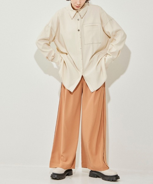 タグ付き  未使用品  グリーンに 生成りパイピング  パンツ  おしゃれ Bab / Bou Jeloud｜ペイントリーフ柄パンツ | Rakuten Fashion