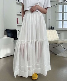 YUGA_YGMC Gauze fabric half sheer skirt