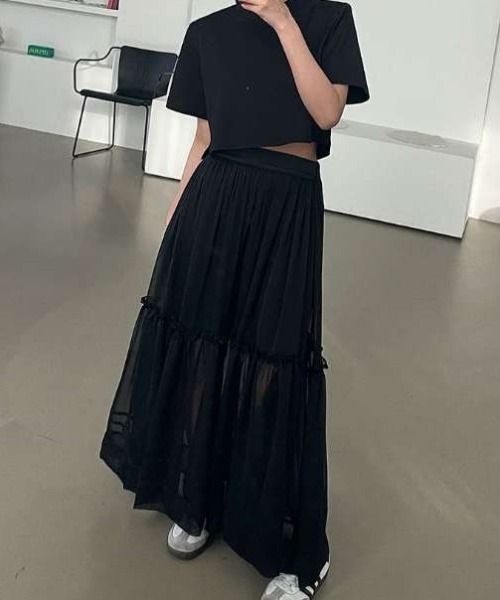 FREE STYLISTS(フリー スタイリスト)の「YUGA_YGMC Gauze fabric half sheer skirt(スカート・レディース・ブラック/ブルー/ホワイト・FREE)」の15枚目の写真