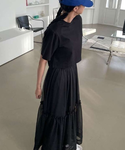 FREE STYLISTS(フリー スタイリスト)の「YUGA_YGMC Gauze fabric half sheer skirt(スカート・レディース・ブラック/ブルー/ホワイト・FREE)」の6枚目の写真