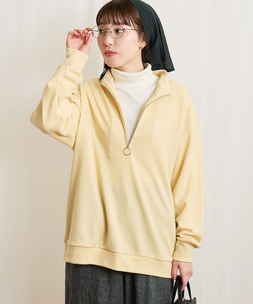fig Ｌondon（フィグロンドン）の「●HALF zip pullover（Tシャツ/カットソー・レディース・ダークブラウン/イエロー/ネイビー・FREE）」の3枚目の写真