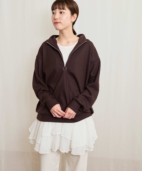 fig Ｌondon（フィグロンドン）の「●HALF zip pullover（Tシャツ/カットソー・レディース・ダークブラウン/イエロー/ネイビー・FREE）」の5枚目の写真
