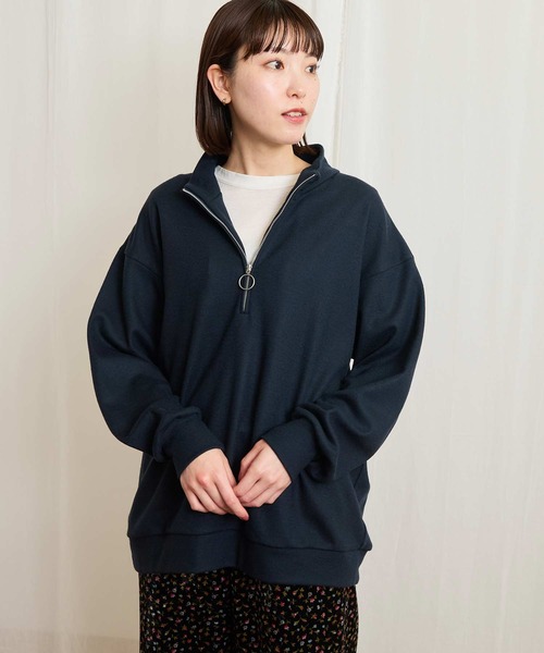 fig Ｌondon（フィグロンドン）の「●HALF zip pullover（Tシャツ/カットソー・レディース・ダークブラウン/イエロー/ネイビー・FREE）」の6枚目の写真