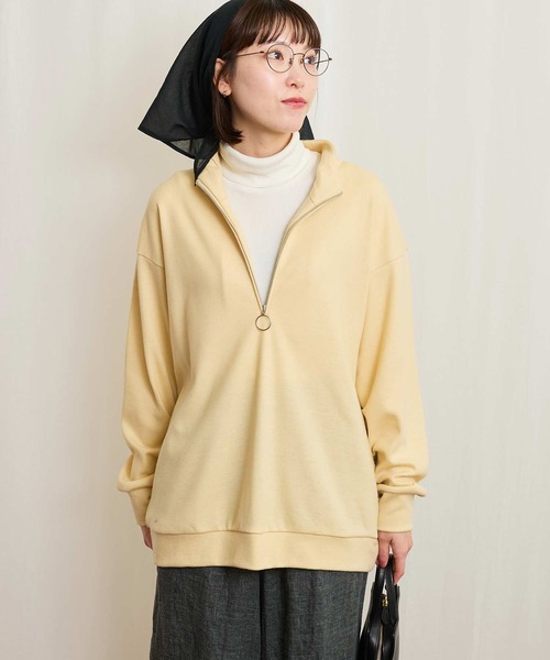 fig Ｌondon（フィグロンドン）の「●HALF zip pullover（Tシャツ/カットソー・レディース・ダークブラウン/イエロー/ネイビー・FREE）」の14枚目の写真