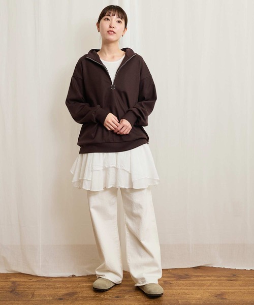 fig Ｌondon（フィグロンドン）の「●HALF zip pullover（Tシャツ/カットソー・レディース・ダークブラウン/イエロー/ネイビー・FREE）」の19枚目の写真