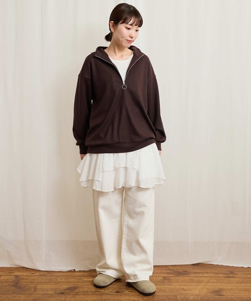 fig Ｌondon（フィグロンドン）の「●HALF zip pullover（Tシャツ/カットソー・レディース・ダークブラウン/イエロー/ネイビー・FREE）」の16枚目の写真