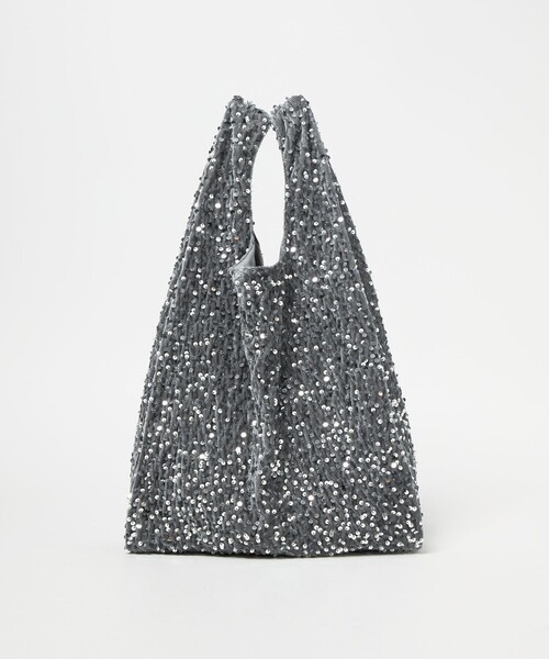 【美品】ユナイテッドアローズ　シルバースパンコールバッグ UNITED ARROWS - ユナイテッドアローズ スパンコールbagの通販