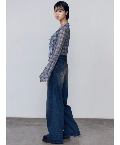 EMODA（エモダ）の「アートステッチワイドルーズジーンズ（デニムパンツ・レディース・インディゴブルー/ライトブルー・MEDIUM/SMALL）」の22枚目の写真