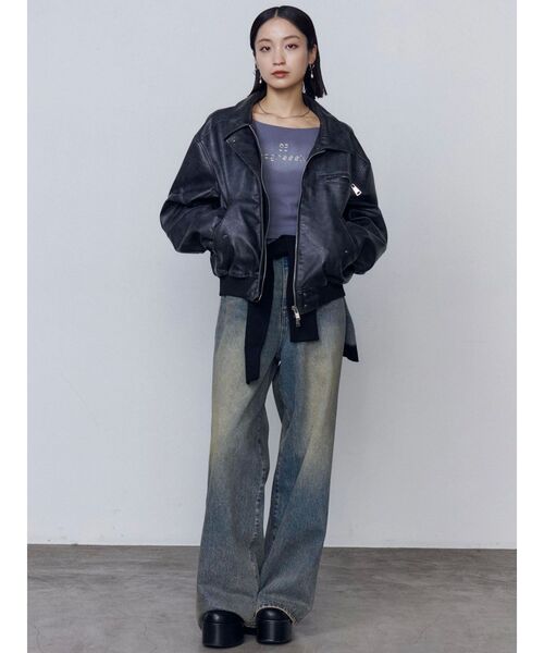 EMODA（エモダ）の「アートステッチワイドルーズジーンズ（デニムパンツ・レディース・インディゴブルー/ライトブルー・MEDIUM/SMALL）」の16枚目の写真