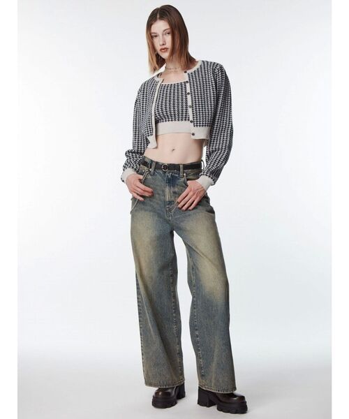 EMODA（エモダ）の「アートステッチワイドルーズジーンズ（デニムパンツ・レディース・インディゴブルー/ライトブルー・MEDIUM/SMALL）」の9枚目の写真