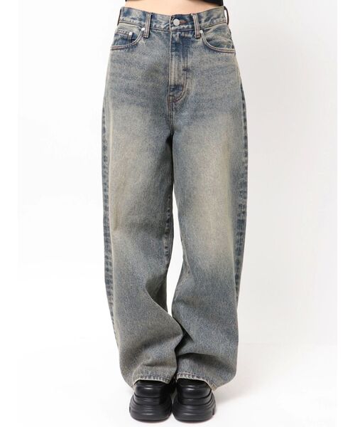 EMODA（エモダ）の「アートステッチワイドルーズジーンズ（デニムパンツ・レディース・インディゴブルー/ライトブルー・MEDIUM/SMALL）」の11枚目の写真